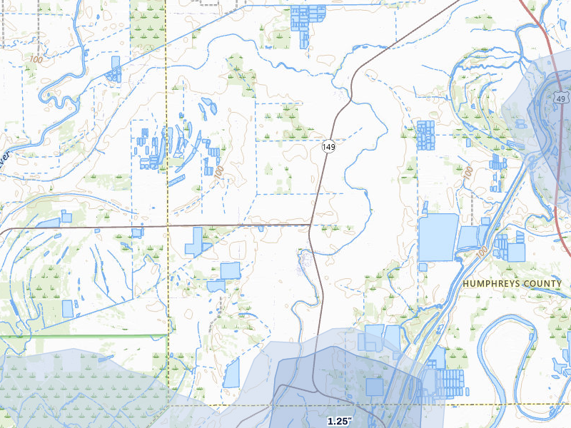 NEXRAD radar-signature map of the hail over Louise, MS