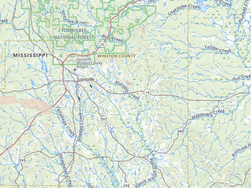 Radar-estimated hail-size map of the storm over Louisville, MS on May 10, 2026