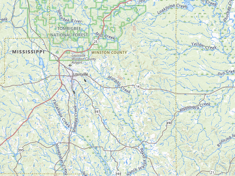 NEXRAD radar-signature map of the hail storm over Louisville, MS on May 10, 2026