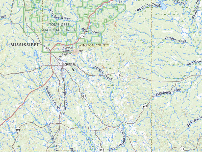 Radar-estimated hail-size map of the storm over Louisville, MS on Jul 9, 2026