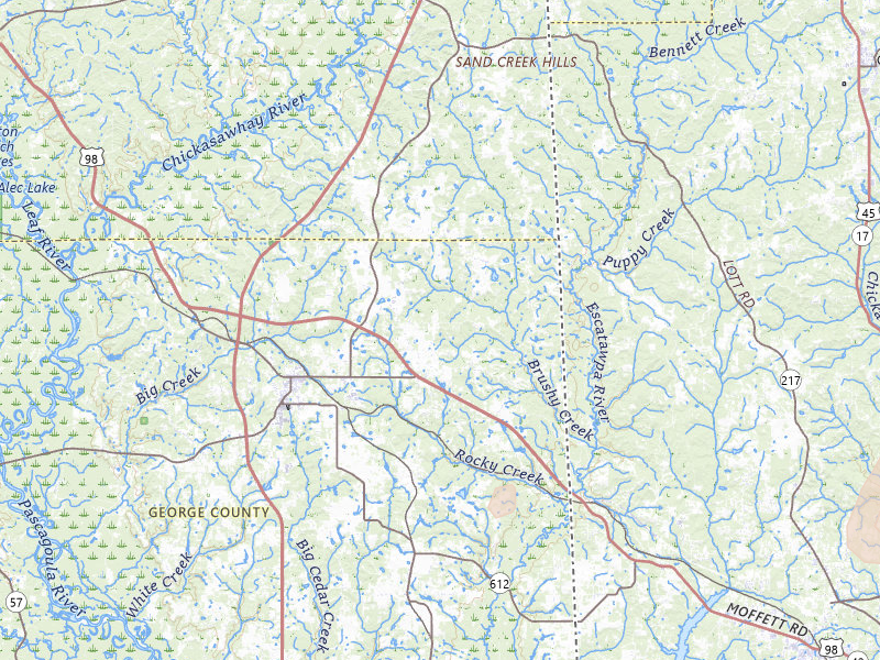 Radar-estimated hail-size map of the storm over Lucedale, MS on Aug 17, 2026
