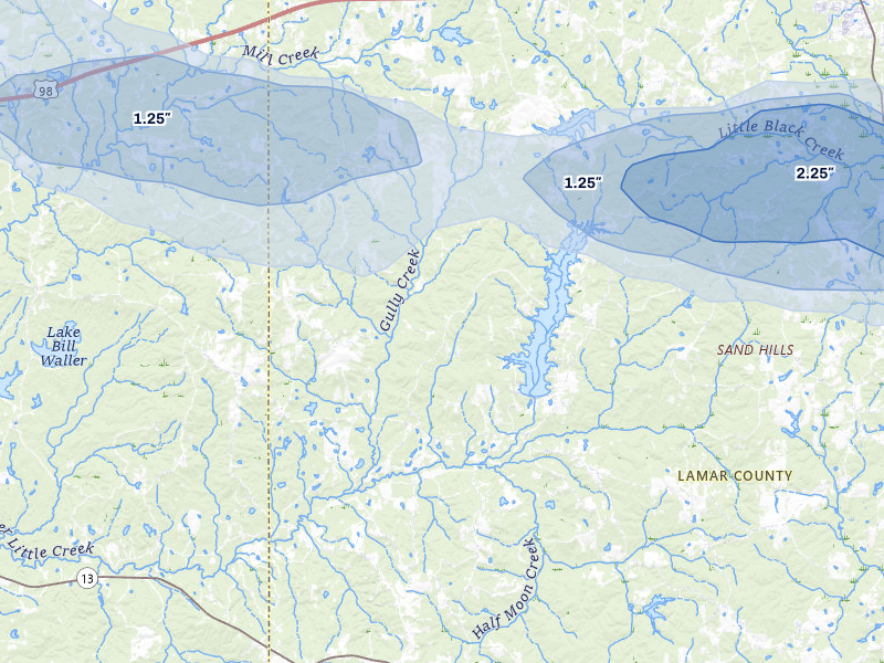 NEXRAD radar-signature map of the hail storm over Lumberton, MS on Apr 26, 2026