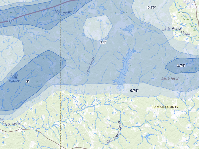 NEXRAD radar-signature map of the hail storm over Lumberton, MS on May 6, 2026