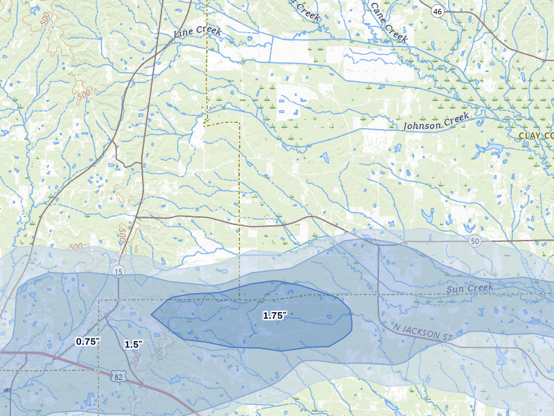NEXRAD radar-signature map of the hail over Maben, MS