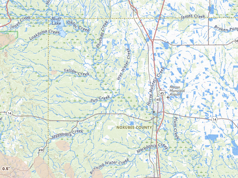 Radar-estimated hail-size map of the storm over Macon, MS on Apr 28, 2026