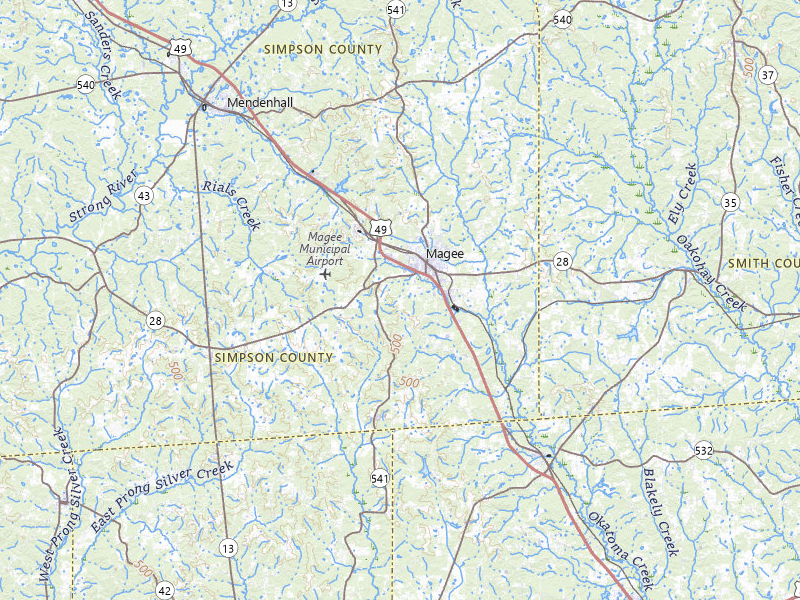 Radar-estimated hail-size map of the storm over Magee, MS on Jan 9, 2026