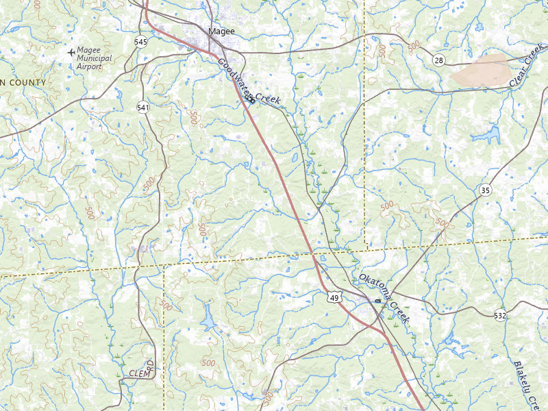 Radar-estimated hail-size map of the storm over Magee, MS on Apr 26, 2026