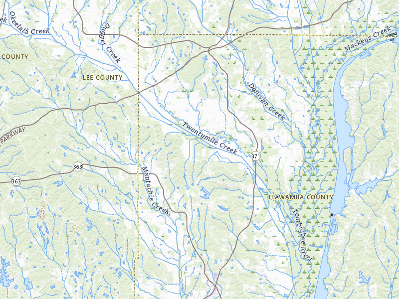 Radar-estimated hail-size map of the storm over Mantachie, MS on Jul 10, 2026