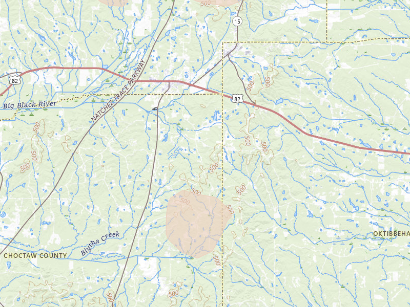 Radar-estimated hail-size map of the storm over Mathiston, MS on Aug 19, 2026