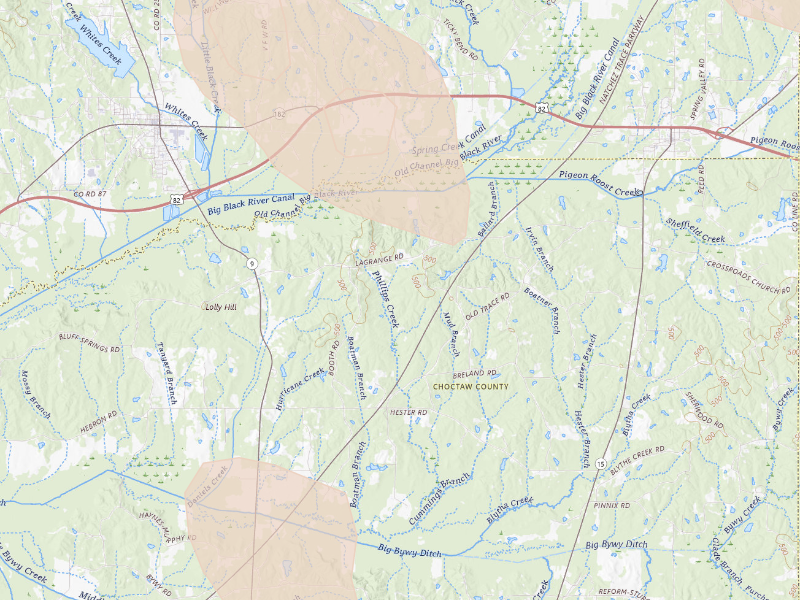 Radar-estimated hail-size map of the storm over Mathiston, MS