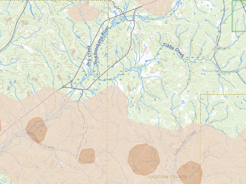Radar-estimated hail-size map of the storm over Mc Cool, MS on Apr 28, 2026
