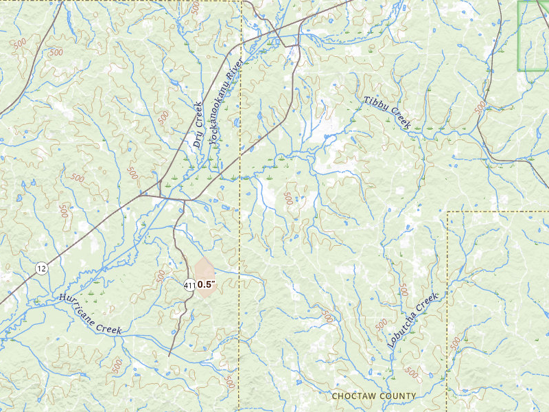 Radar-estimated hail-size map of the storm over Mc Cool, MS on Aug 1, 2026