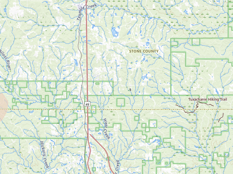 Radar-estimated hail-size map of the storm over Mc Henry, MS on Jun 20, 2026