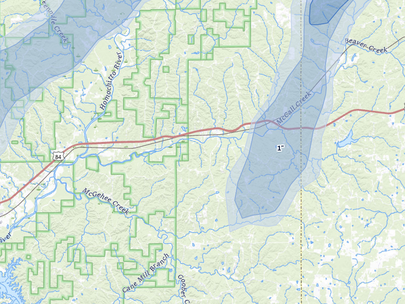 NEXRAD radar-signature map of the hail storm over Meadville, MS on Mar 7, 2026