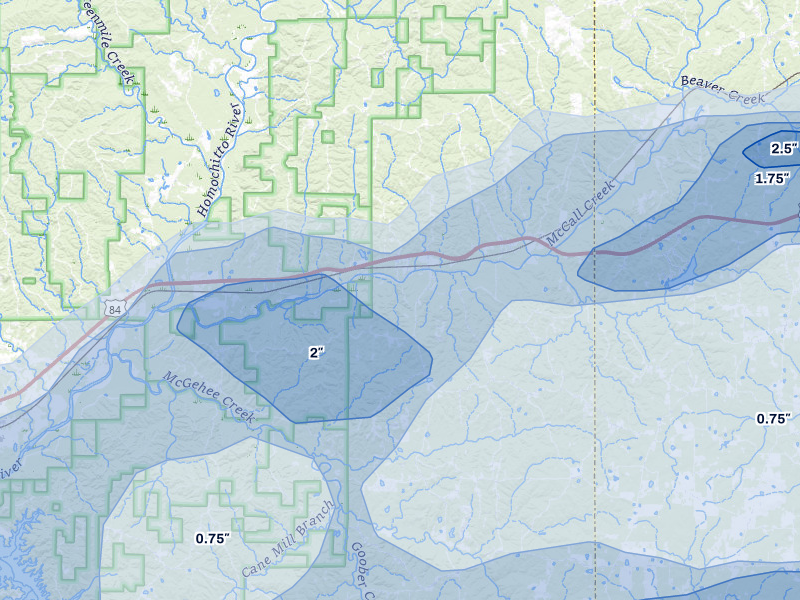 NEXRAD radar-signature map of the hail storm over Meadville, MS on May 6, 2026