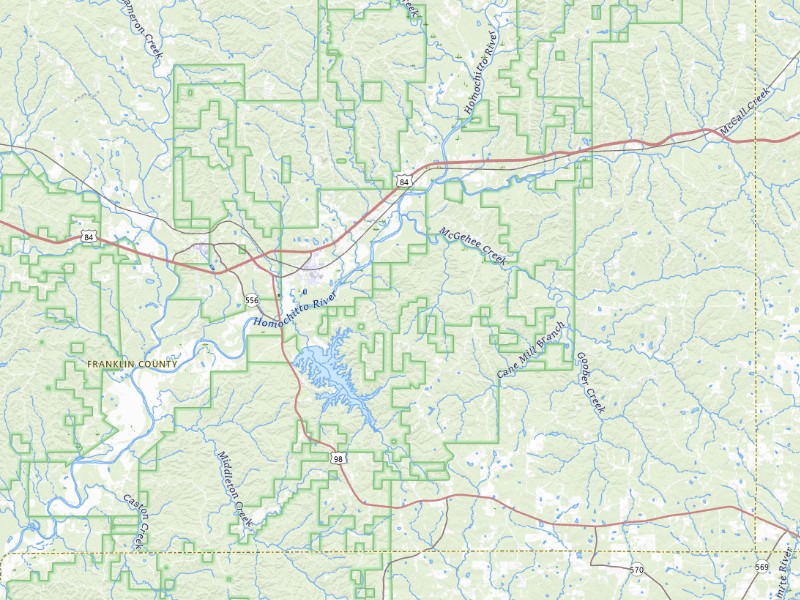 Radar-estimated hail-size map of the storm over Meadville, MS on Jul 1, 2026