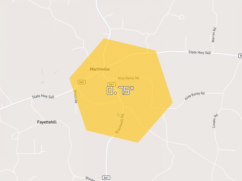 Hail map of Mendenhall, MS on Jun 2, 2026, hail up to 0.75"