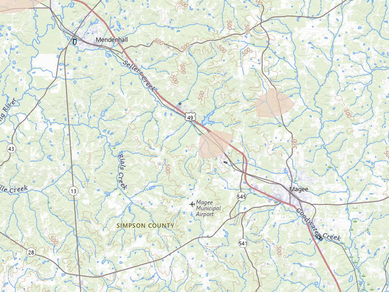 Radar-estimated hail-size map of the storm over Mendenhall, MS on Sep 3, 2026