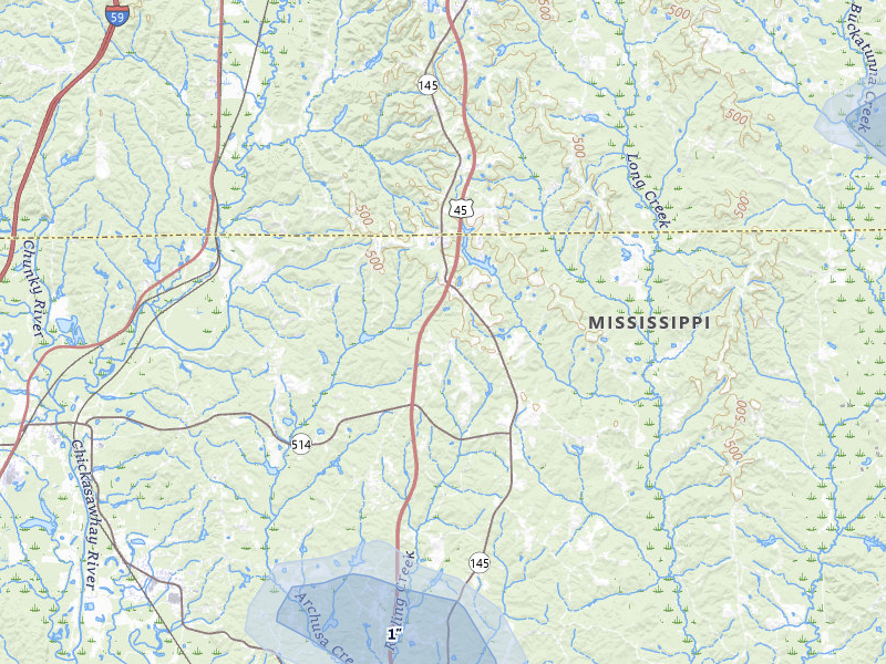 NEXRAD radar-signature map of the hail over Meridian, MS