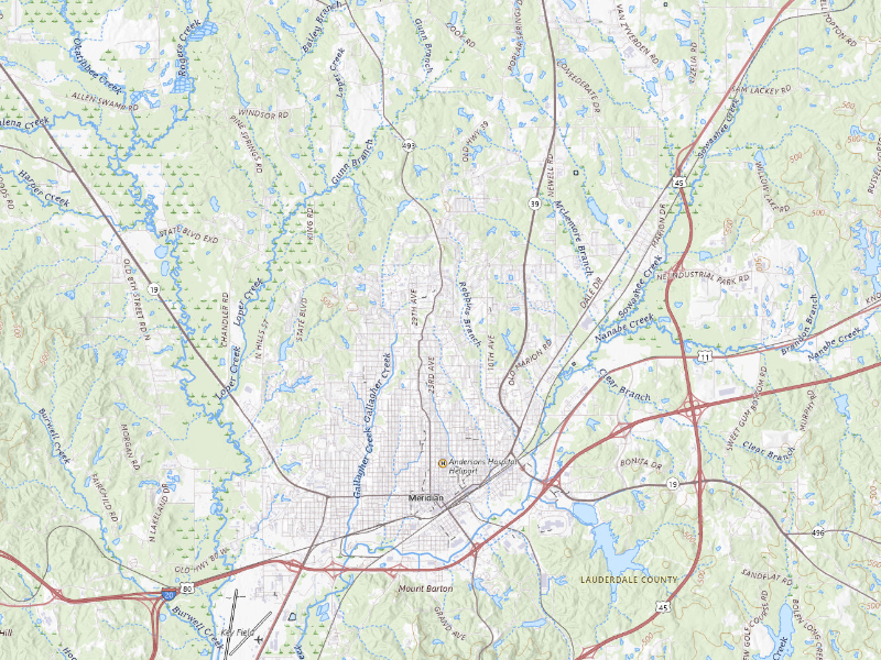 NEXRAD radar-signature map of the hail storm over Meridian, MS on Aug 19, 2026