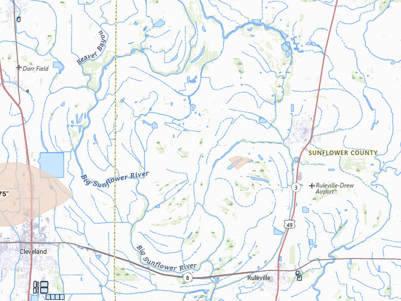 Radar-estimated hail-size map of the storm over Merigold, MS on Aug 22, 2026