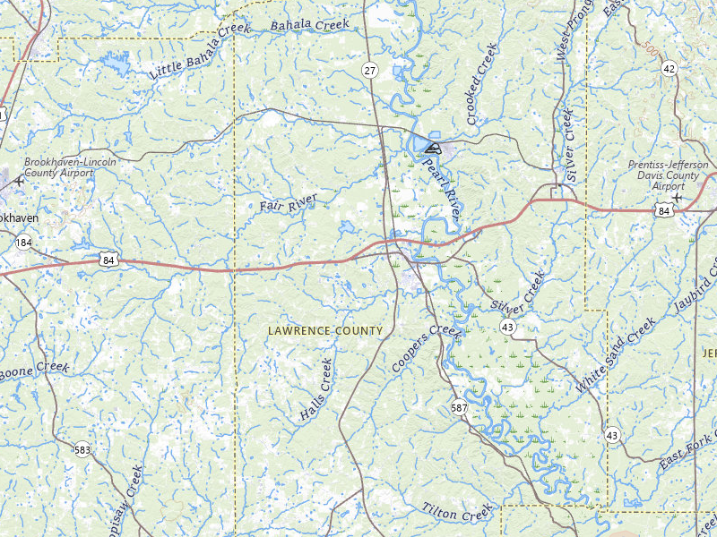 Radar-estimated hail-size map of the storm over Monticello, MS on Jul 5, 2026