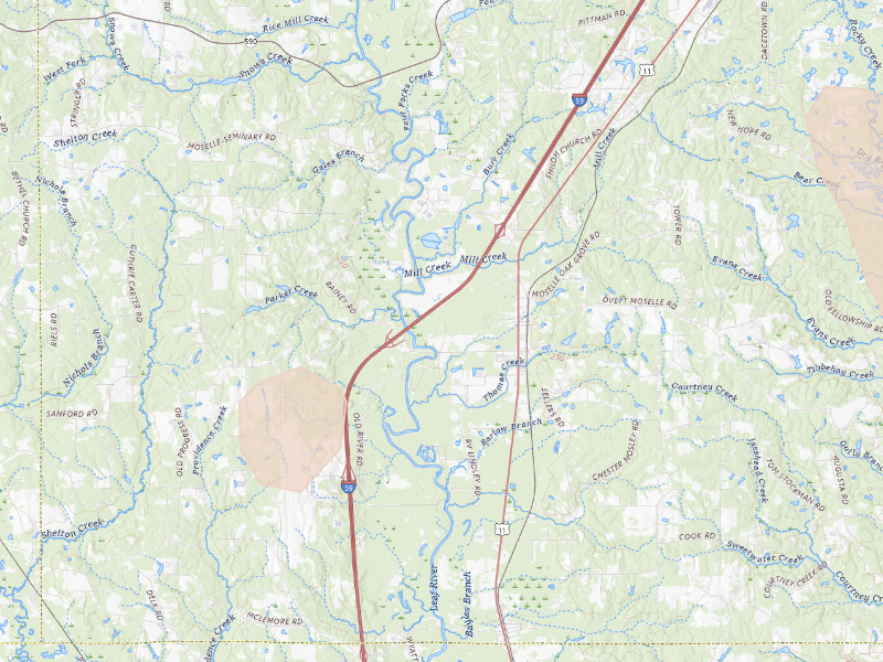 Radar-estimated hail-size map of the storm over Moselle, MS
