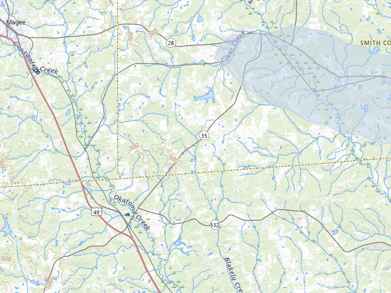NEXRAD radar-signature map of the hail over Mount Olive, MS