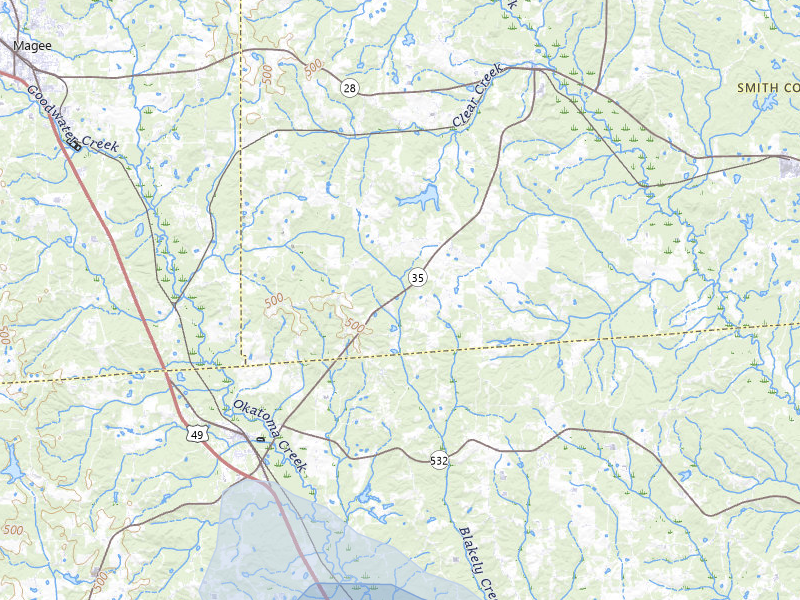 NEXRAD radar-signature map of the hail storm over Mount Olive, MS on Jul 1, 2026