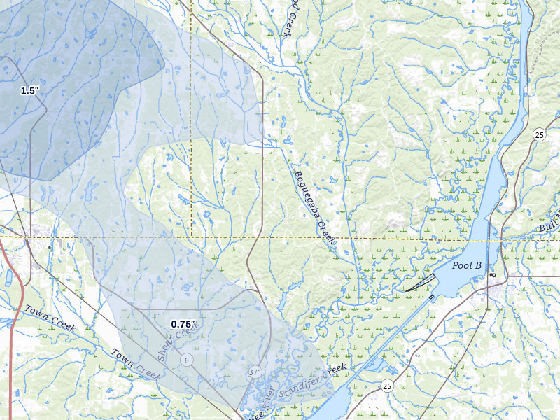 NEXRAD radar-signature map of the hail storm over Nettleton, MS on Jul 1, 2026