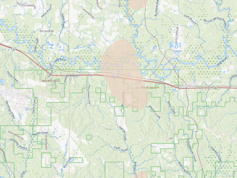Radar-estimated hail-size map of the storm over New Augusta, MS