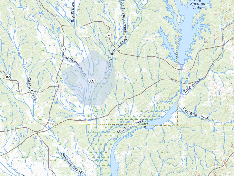 NEXRAD radar-signature map of the hail storm over New Site, MS on Mar 7, 2026
