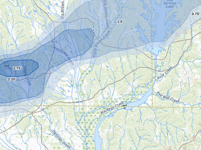NEXRAD radar-signature map of the hail over New Site, MS