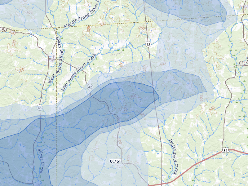 NEXRAD radar-signature map of the hail over Newhebron, MS