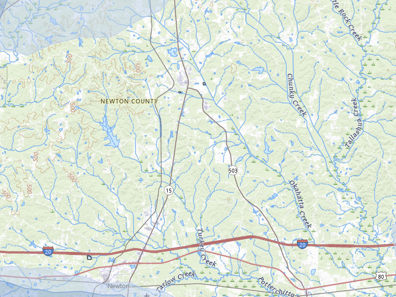 NEXRAD radar-signature map of the hail over Newton, MS