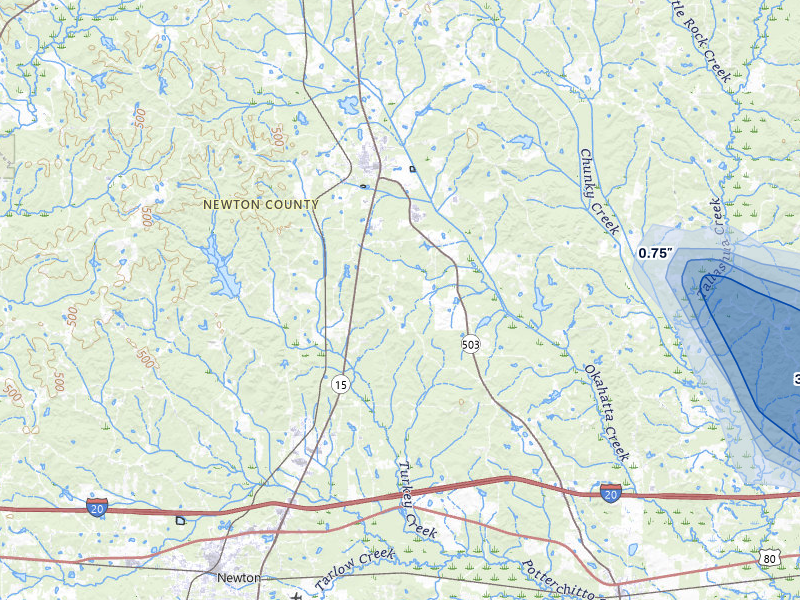 NEXRAD radar-signature map of the hail storm over Newton, MS on May 10, 2026