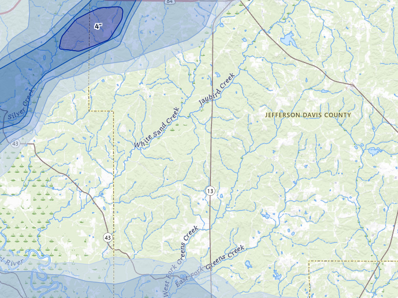 NEXRAD radar-signature map of the hail storm over Oak Vale, MS on May 6, 2026