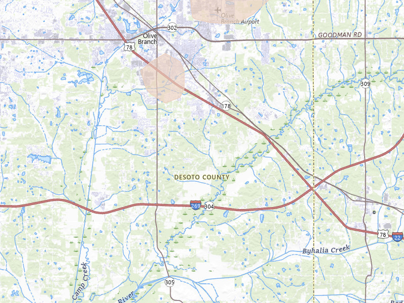 Radar-estimated hail-size map of the storm over Olive Branch, MS on Jul 4, 2026