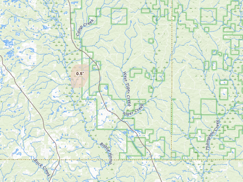 Radar-estimated hail-size map of the storm over Ovett, MS on Jun 23, 2026