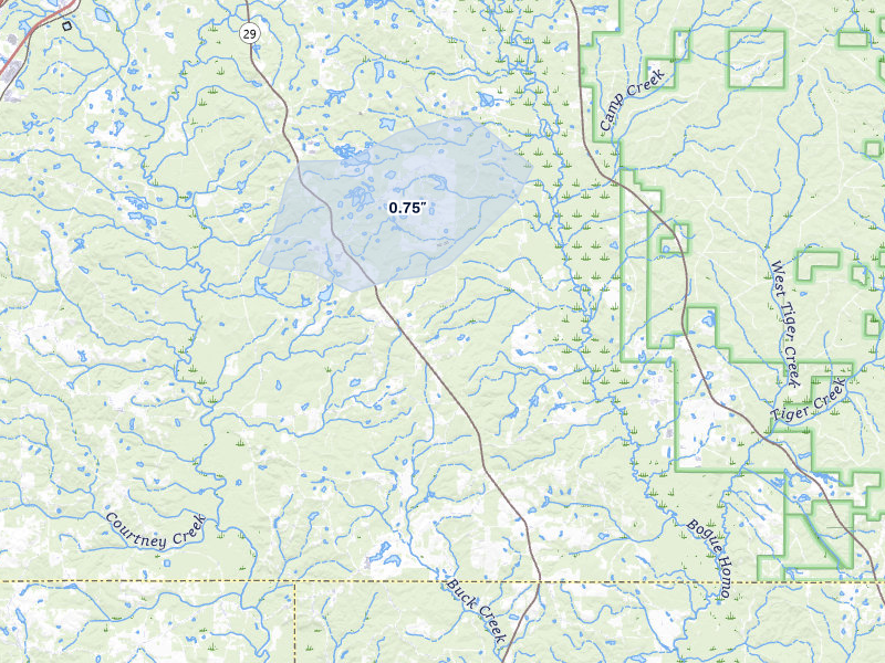 NEXRAD radar-signature map of the hail storm over Ovett, MS on Jul 31, 2026