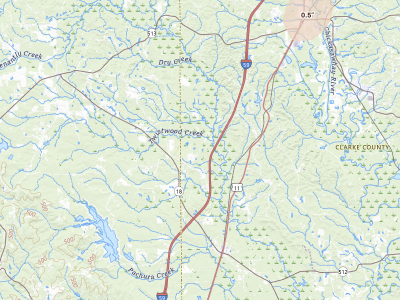 Radar-estimated hail-size map of the storm over Pachuta, MS on May 6, 2026