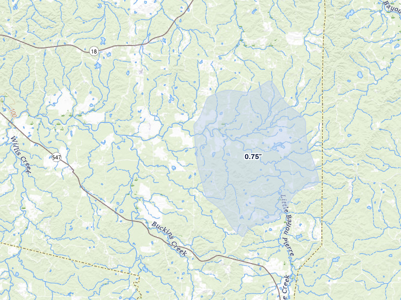 NEXRAD radar-signature map of the hail storm over Pattison, MS on Jun 1, 2026