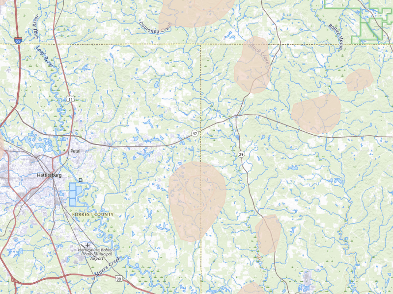 Radar-estimated hail-size map of the storm over Petal, MS