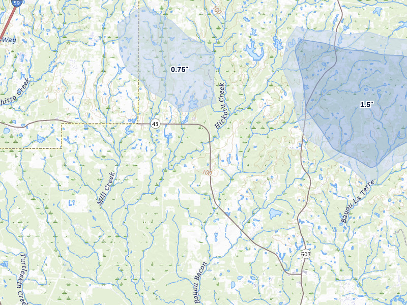 NEXRAD radar-signature map of the hail over Picayune, MS