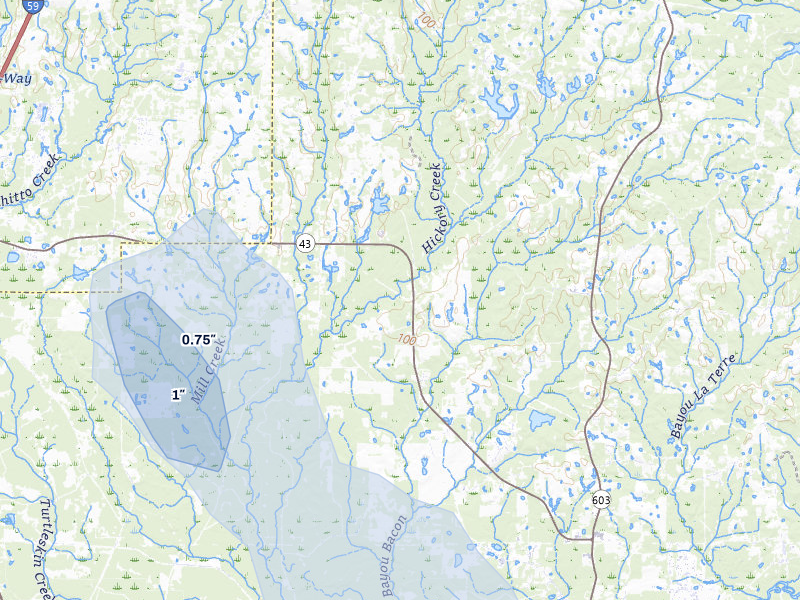 NEXRAD radar-signature map of the hail storm over Picayune, MS on Jul 9, 2026