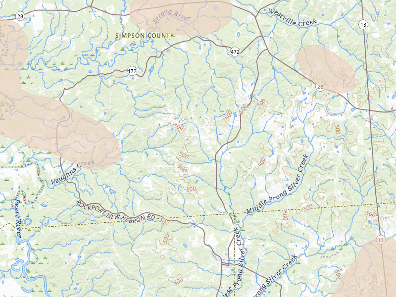 Radar-estimated hail-size map of the storm over Pinola, MS on Apr 24, 2026