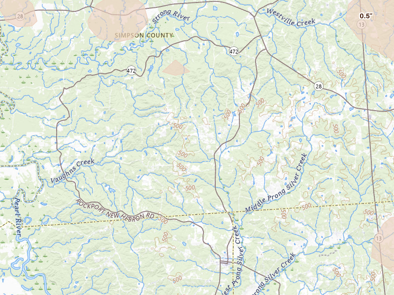 Radar-estimated hail-size map of the storm over Pinola, MS on Apr 29, 2026