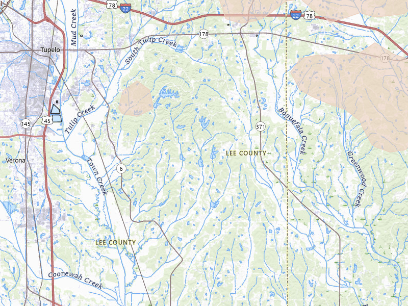 Radar-estimated hail-size map of the storm over Plantersville, MS on Aug 22, 2026
