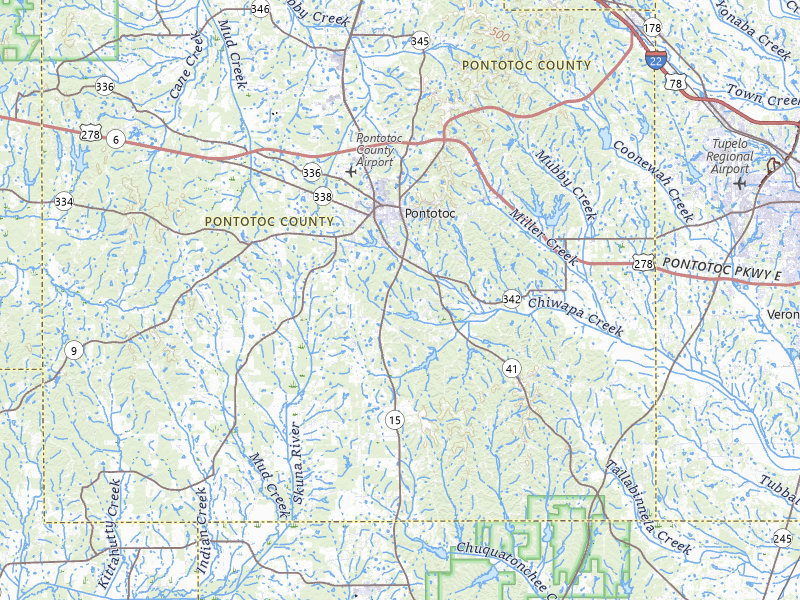 Radar-estimated hail-size map of the storm over Pontotoc, MS on Jul 10, 2026
