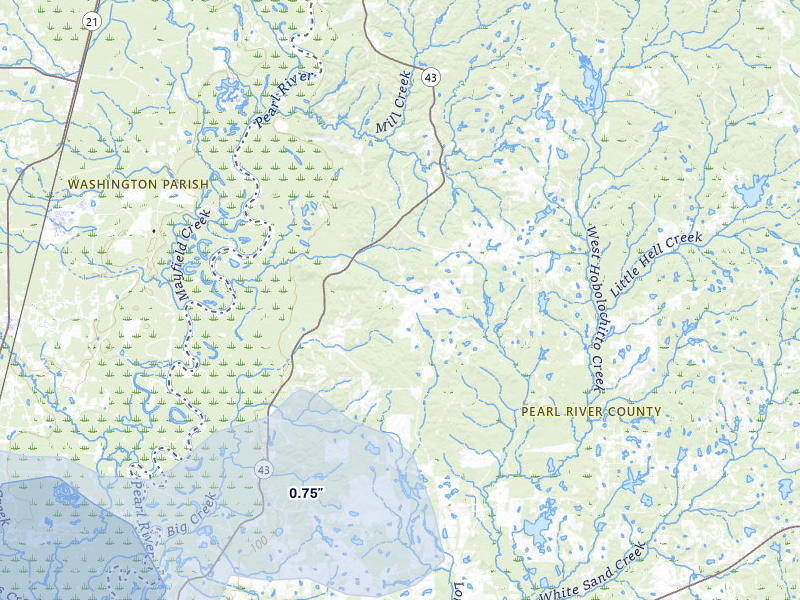 NEXRAD radar-signature map of the hail storm over Poplarville, MS on Apr 1, 2026